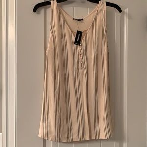 New Express dusty pink and navy striped blouse